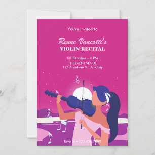 Invitación Mujeres rosadas jugando al recital de violín
