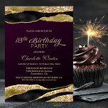 Invitación Mulberry Gold Purpurina 18th Birthday Party<br><div class="desc">Invite a sus amigos y seres queridos a su fiesta de cumpleaños número 18 con esta moderna invitación de morera y cumpleaños.</div>