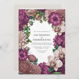 Invitación Mulberry, Mauve Clay & Soft Fig Wedding Invitation