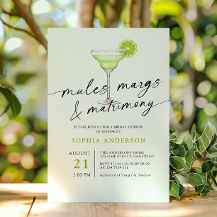 Invitación Mules Margs & Matrimony Green Lime Bridal Shower