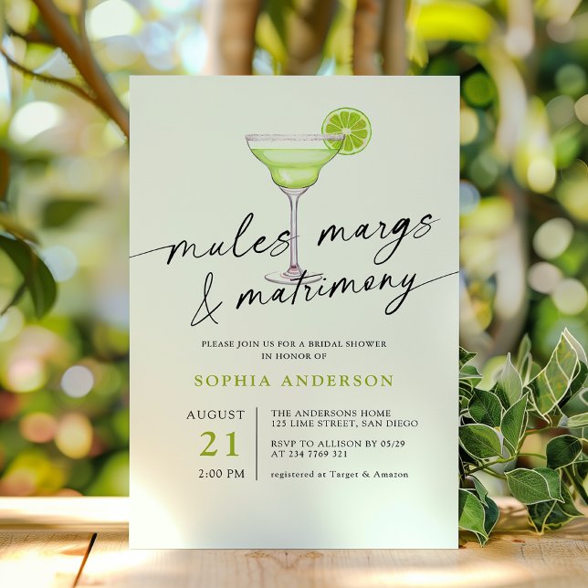 Invitación Mules Margs & Matrimony Green Lime Bridal Shower (Subido por el creador)