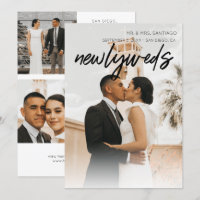 Invitación Multi 3 Photo Newlyweds - Negro