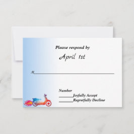 Invitación Multi Color Motocicleta & Llamas RSVP de Boda