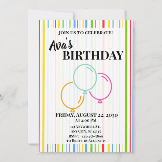 Invitación Multicolor con Líneas Verticales