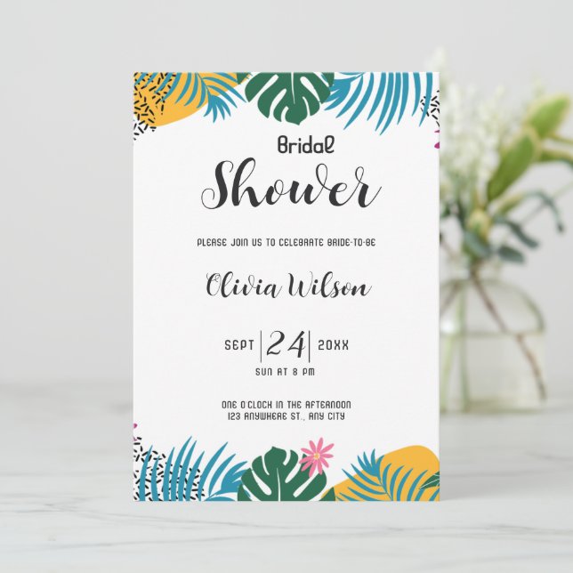 Invitación Multicolor deja ducha de novia (Anverso de pie)