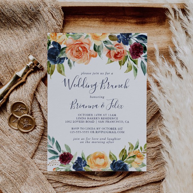 Invitación Multicolor Elegante Boda Floral Brunch (Subido por el creador)