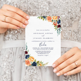 Invitación Multicolor Elegante Boda floral español