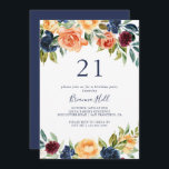 Invitación Multicolor Elegante Floral 21ª Fiesta de cumpleaño<br><div class="desc">Esta elegante y multicolor invitación floral para la fiesta de cumpleaños 21 es perfecta para una celebración de cumpleaños moderna. El diseño se compone de ramos de flores rosas,  ruidosas,  amarillas,  borgoñas,  rojas,  índigo y verdes,  que inspiran la belleza natural.</div>