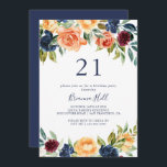 Invitación Multicolor Elegante Floral 21ª Fiesta de cumpleaño<br><div class="desc">Esta elegante y multicolor invitación floral para la fiesta de cumpleaños 21 es perfecta para una celebración de cumpleaños moderna. El diseño se compone de ramos de flores rosas,  ruidosas,  amarillas,  borgoñas,  rojas,  índigo y verdes,  que inspiran la belleza natural.</div>