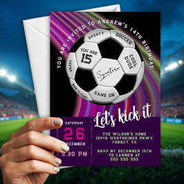 Invitación Multicolor Modern Sporty Soccer Birthday