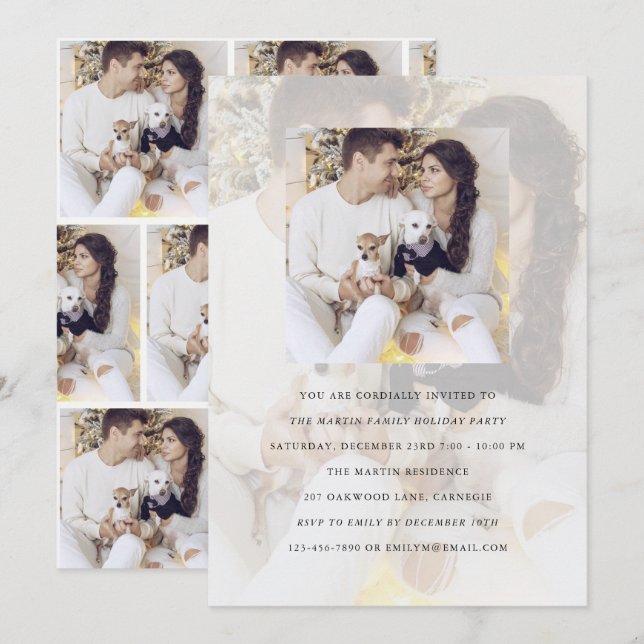 Invitación multifotografía de fiesta de vacaciones (Anverso / Reverso)