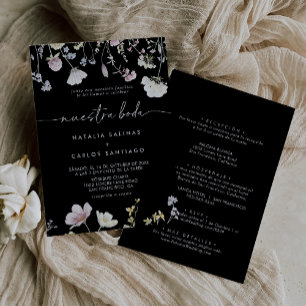 Invitación Multiolor Boho Floral Front & Back Nuestra Boda