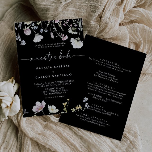 Invitación Multiolor Boho Floral Front & Back Nuestra Boda (Subido por el creador)