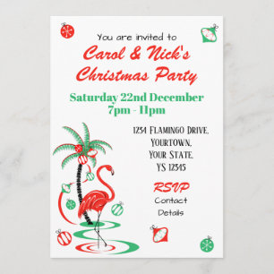 Invitación múltiple de Navidades rojos Flamingo