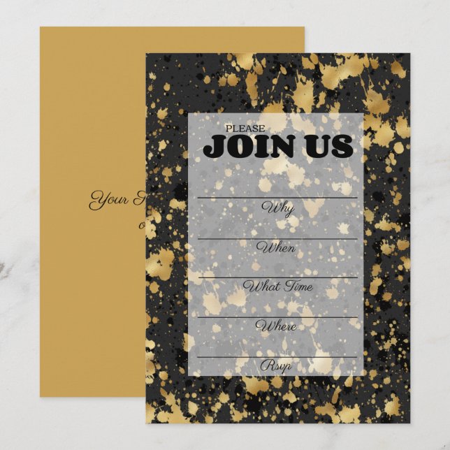 Invitación multipropósito de relleno en negro y do (Anverso / Reverso)