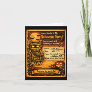 Invitación Mummy Gatito Espeluznante Lindo