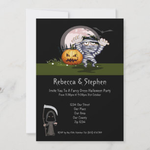 Invitación Mummy y Grim Reaper del partido de Halloween