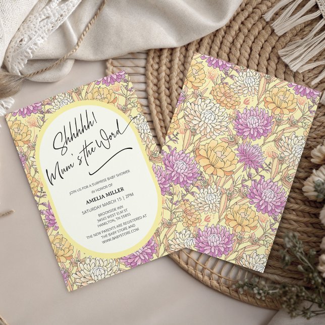 Invitación Mum's the Word Floral Surprise Baby Shower (Mum's the Word Floral Surprise Baby Shower Invitation)