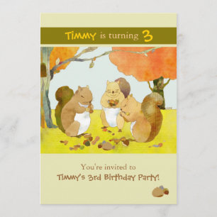 Invitación Munching Squirrels Kids Birthday Fiesta