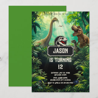 Invitación Mundo de dinosaurios geniales cumpleaños jurásico