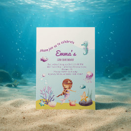 Invitación Mundo submarino, cumpleaños de la sirena