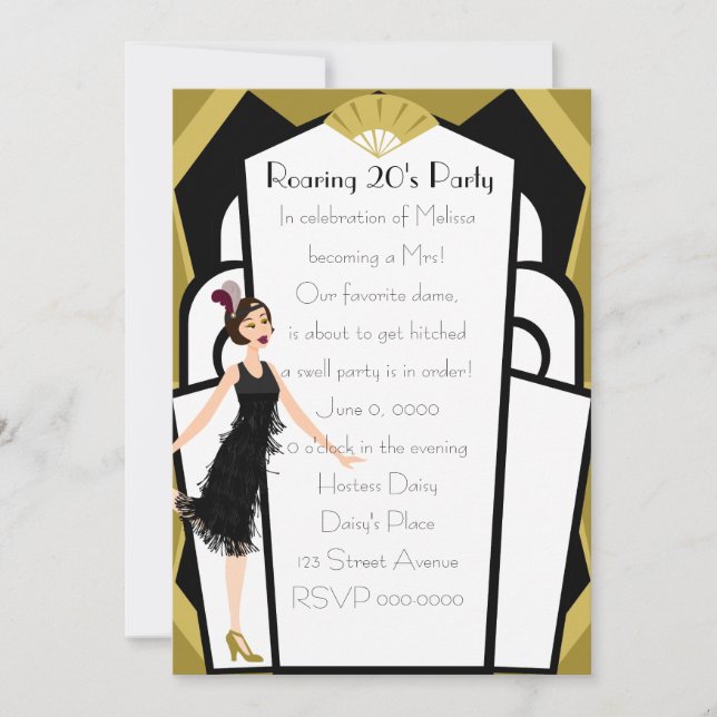 Invitación Muñeca Art Deco (Anverso)