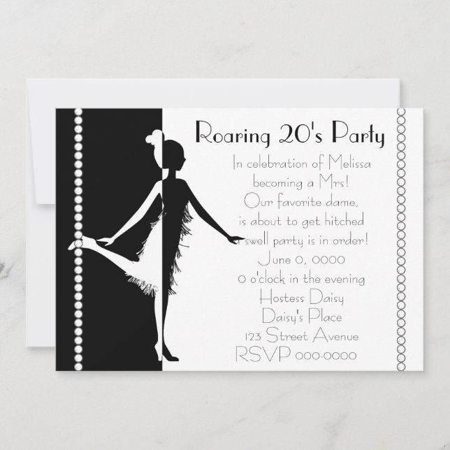 Invitación Muñeca Art Deco con Perlas (Anverso)