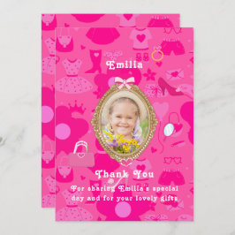 Invitación Muñeca Girly rosa Retro Vamos Fiesta Cumpleaños