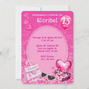 Invitación Muñeca Personalizada y el cumpleaños Rosa