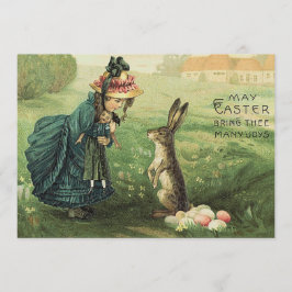 Invitación Muñeca victoriana linda conejo de Pascua