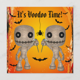 Invitación Muñecas de vudú, fiesta de halloween de murciélago