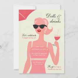 Invitación Muñecas y bebidas 30.º Fiesta de cócteles de cumpl