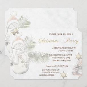 Invitación Muñeco de Nieve Adorable, Fiestad de Navidad Corpo