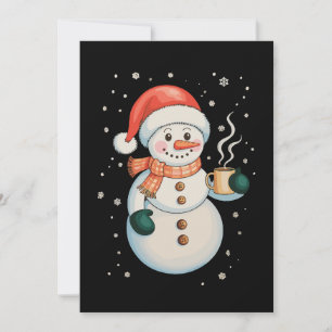 Invitación Muñeco de nieve Café caliente Sombrero de Santa In