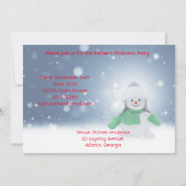 Invitación Muñeco de nieve con una bufanda verde
