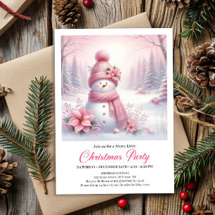 Invitación Muñeco de Nieve Coqueta Rosa Helado Navidad Digita