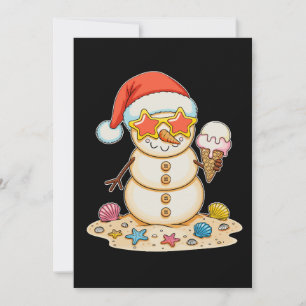 Invitación Muñeco de nieve de arena sombrero de Santa Navidad