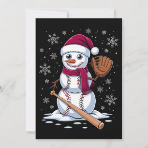 Invitación Muñeco de nieve de béisbol sombrero de Santa guant