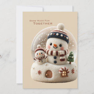 Invitación Muñeco de nieve de fieltro de aguja lindo en globo