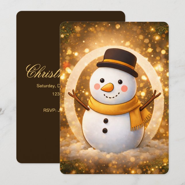 Invitación Muñeco de nieve de invierno (Anverso / Reverso)