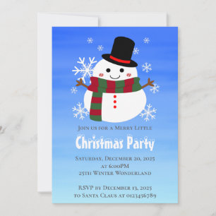 Invitación Muñeco de Nieve de Navidad Blanca