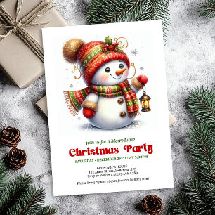 Invitación Muñeco de nieve de Navidad brillante invita a los 