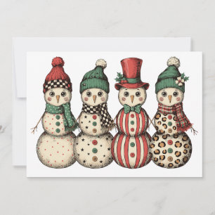 Invitación Muñeco de nieve de Navidad Leopardo Cuadros Vintag