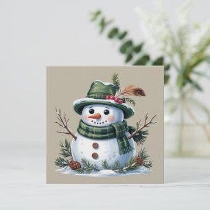 Invitación Muñeco de Nieve de Navidad Temporada de Invierno F