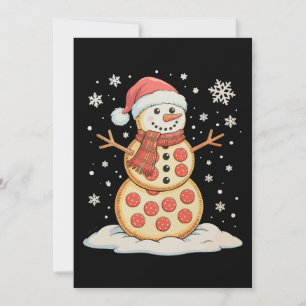 Invitación Muñeco de nieve de pizza sombrero de Santa Navidad