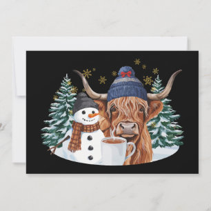 Invitación Muñeco de nieve de vaca de las Highlands Cacao cal