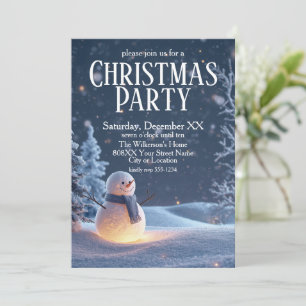 Invitación Muñeco de nieve mágico en una fiesta de Navidad en