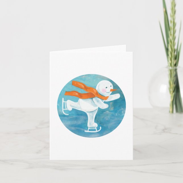 Invitación Muñeco de nieve patinando sobre hielo   (Anverso)