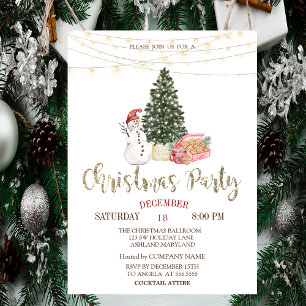 Invitación Muñeco de nieve, Pino, Galletas Fiesta de Navidad