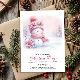 Invitación Muñeco de Nieve Rosa Radiante Fiesta Digital de Na